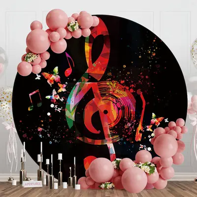 Black Butterfly Musical Round Dance Party Backdrop - Aperturee