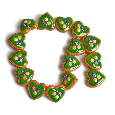 Handmade Heart Lampwork Beads Strands