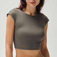 RRIVE Cropped Raglan T-Shirt Slim Fit High Waisted Flutter Sleeve Soft Breathable for Sport and Everyday Wear Top Casual Mini...