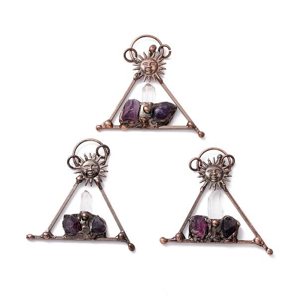Natural Quartz Crystal and Amethyst Big Pendants