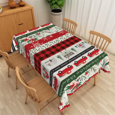 Cars House Flower Scottish Plaid Christmas Backdrop - Aperturee