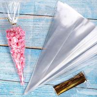 50pcs Transparent Candy Bag with Sealing Tape, Triangular Gift Wrapping Bag, Gift Wrapping Supplies for Wedding Party Festiva...