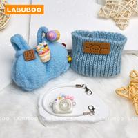Fashion Accessory Compatible with Labuboo, Cute Accessory for Unique Style – Woolen Hat and Overalls Outfit with Camera Acc...