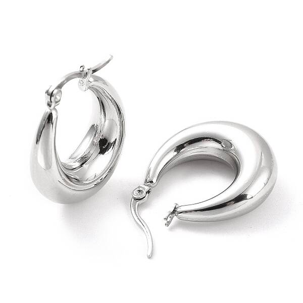 Non-Tarnish 304 Stainless Steel Chunky Hoop Earrings for Women