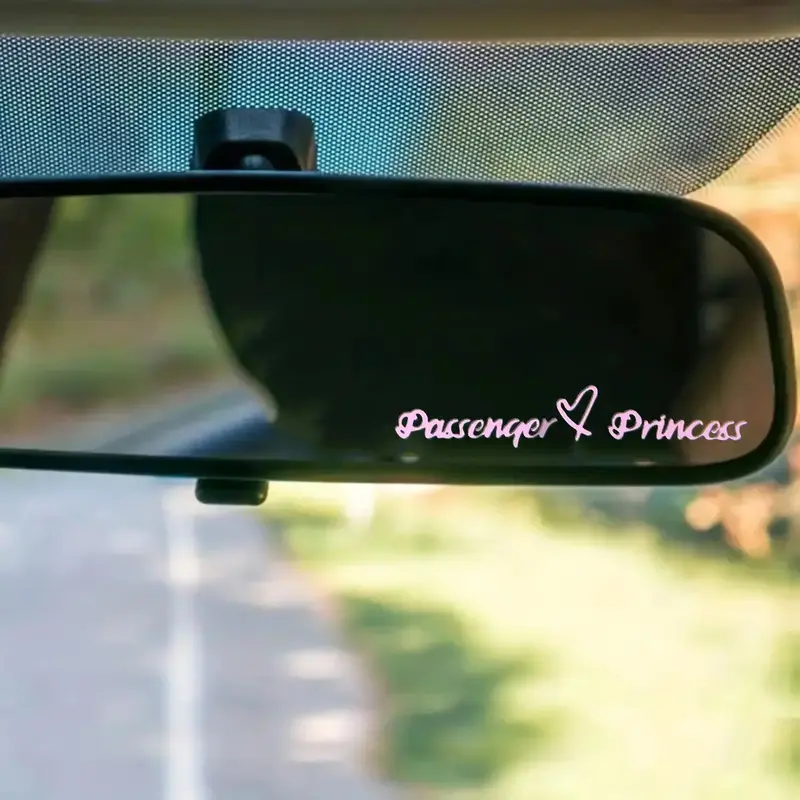 Passenger Princess Car Rearview Mirror Sticker, Letter & Heart Design Car Mirror Sticker, Cute Car Accessories for Rearview M...
