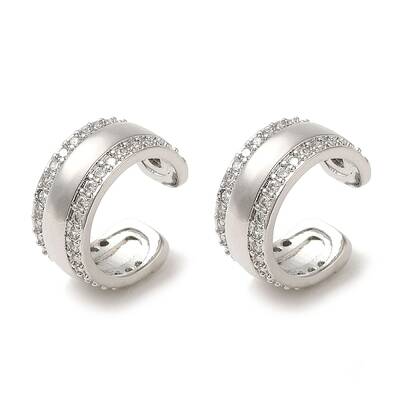 Rack Plating Brass Micro Pave Clear Cubic Zirconia Ring Cuff Earrings for Women