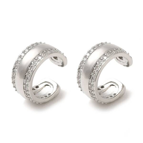 Rack Plating Brass Micro Pave Clear Cubic Zirconia Ring Cuff Earrings for Women