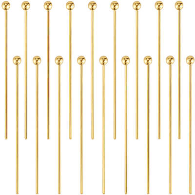 Beebeecraft 1 Box 50Pcs Jewelry Pins 18K Gold Plated Sterling Silver 24 Gauge/0.5mm Needles Jewelry Pins for Jewellery Making