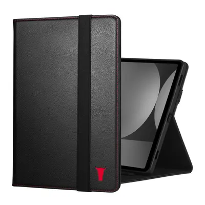 Samsung Galaxy Tab S11 Leather Case - Black with Red Detail