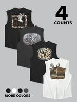 Men's Letter & Camo Print Tank Top, Straight Up Southern, Southern Down Outfitters, Burlebo, Heybo Outdoors