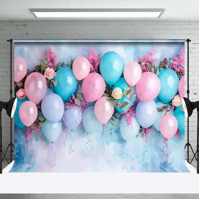 Aperturee Colorful Balloons Fine Art Wall Cake Smash Backdrop, 3X2FT(1MX0.6M), 14 USD, birthday cake smash backdrops, NYHD1I7...