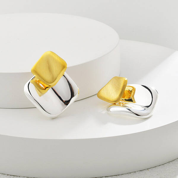 Brass Rhombus Stud Earrings for Women