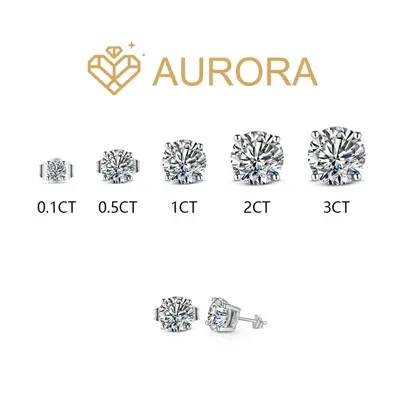 【#36 Danty ear stud】Moissanite earrings with 925 Sterling Silver Synthetic Moissanite