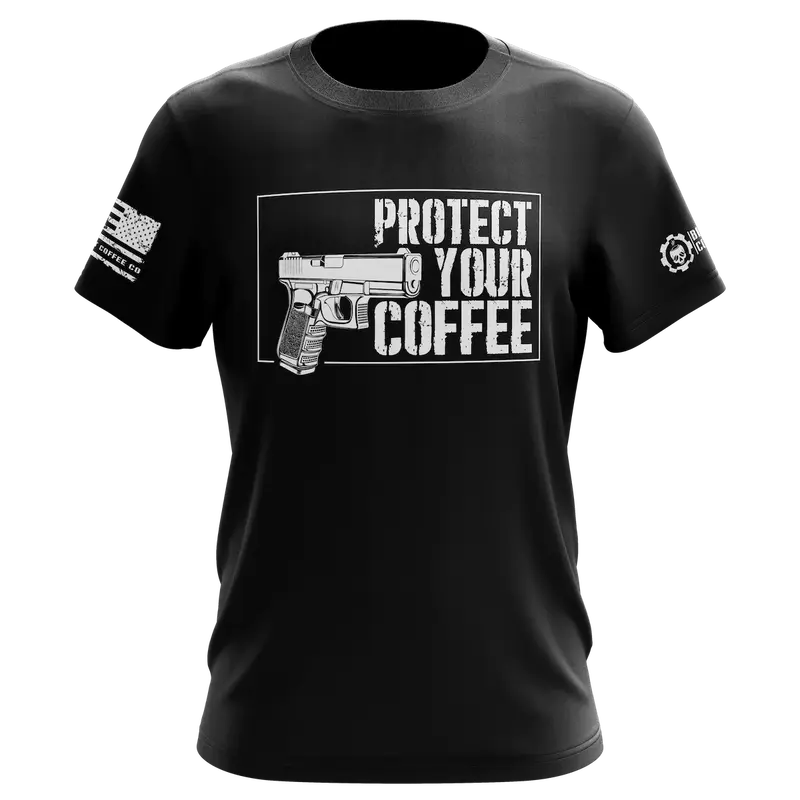 Protect Your Coffee Black T-Shirt, SMALL