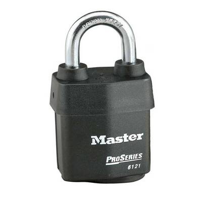 Master Lock Pro Series Weather Tough Padlock Covered Laminated Steel, 5-Pin, Without Cylinder, Body Width: 2-1/8 (54Mm), Sha...