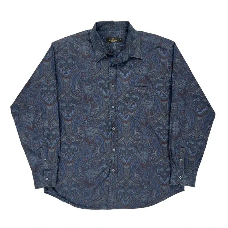 Bugatchi Patterned Shirt - XL Blue Cotton