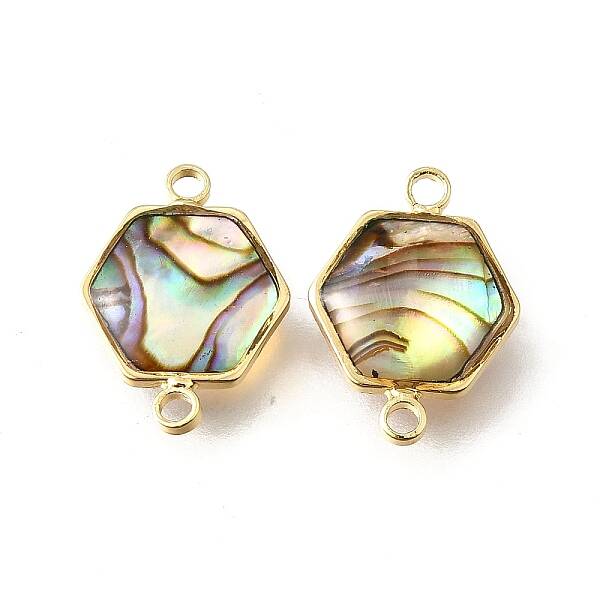 Brass Pave Natural Paua Shell Connector Charms