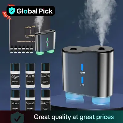 Dual-Channel Car Air Freshener Diffuser, Car Aromatherapy Instrument, Smart Car Air Diffuser with Three Adjustable Modes Auto...