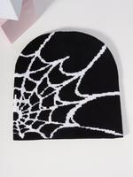 Unisex Streetwear Spider Web Design Beanie Hat, Casual Trendy Beanie Hat, Fashionable Hat for Fall & Winter