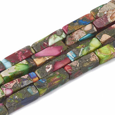Synthetic Gold Line Imperial Jasper Beads Strands