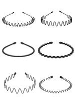 6pcs Metal Hair Band for Men & Women, Wavy Spring Outdoor Sports Headband for Men's Hair Band, Simple Elastic Non Slip Head B...