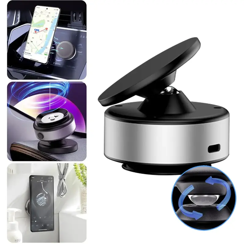 360 Rotatable Car Magnetic Phone Holder, 360° Rotation Sucker Magnetic Phone Holder, Electric Vacuum Magnetic Car Phone Moun...