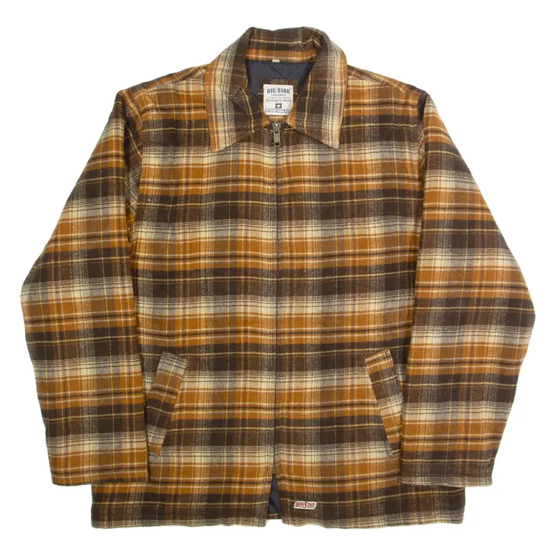 BIG STAR Mens Lumberjack Jacket Brown 90s Check L
