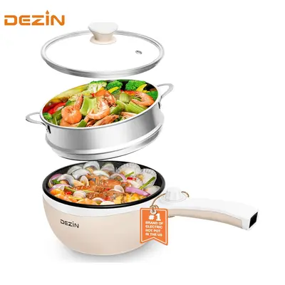 Dezin Electric Cooker Upgraded, Non-Stick Sauté Pan, 1.5L Mini Electric Fondue Pot for Cheese, Stir Fry, Roast, Steam with P...