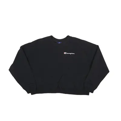 CHAMPION Relaxed Fit Cropped Sweatshirt Black Crew Neck Womens XS