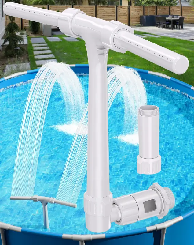 POOLHOUR 360° Adjustable Pool Fountain with Dual High-Pressure Spray, Cooling Jet & Relaxation,Waterfall Sprinkler Cooler fo...