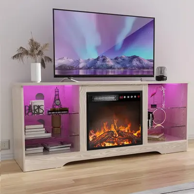 【2 Packages Shipping】Fireplace TV Stand with 18''-Fireplace, Modern Entertainment Center for TVs up to 65 inch, Media TV ...