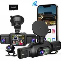 4-lens Car DVR with 64G SD Card, 1080P FHD Night Vision & 4-channel Car Camera, Inside & Outside Loop Recording Video Dashcam...
