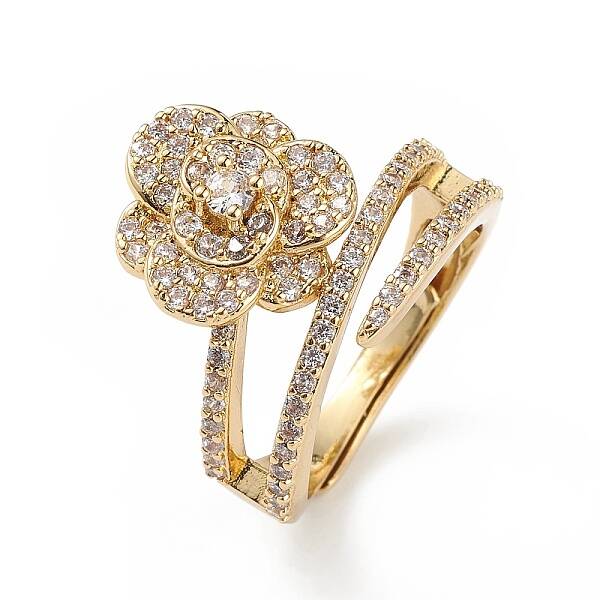 Clear Cubic Zirconia Flower Adjustable Ring