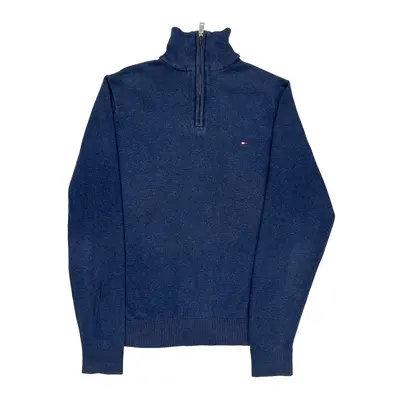 Tommy Hilfiger 1/4 Zip - Small Blue Cotton Blend