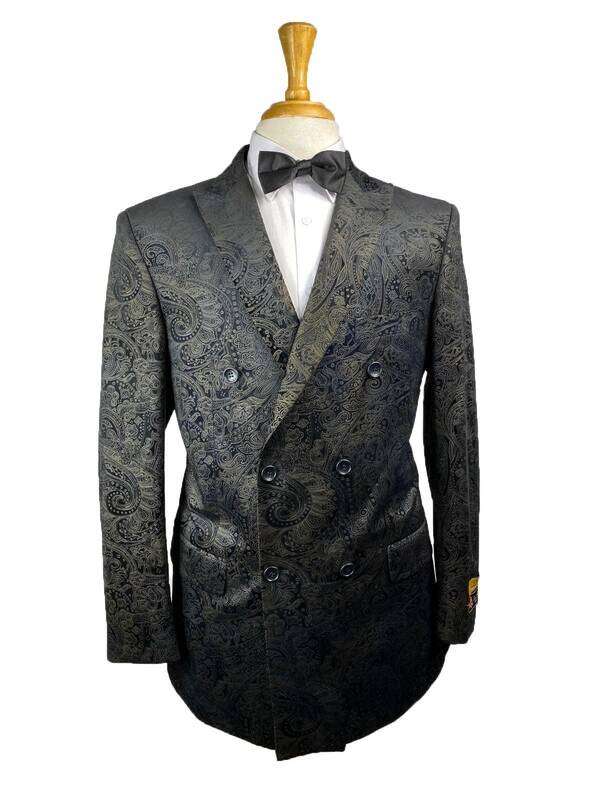 DB-Blazer Black Velvet paisley - Mens Wholesale Suit