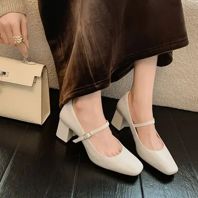 CHIKO Elianna Square Toe Chunky Heels Mary Jane Shoes