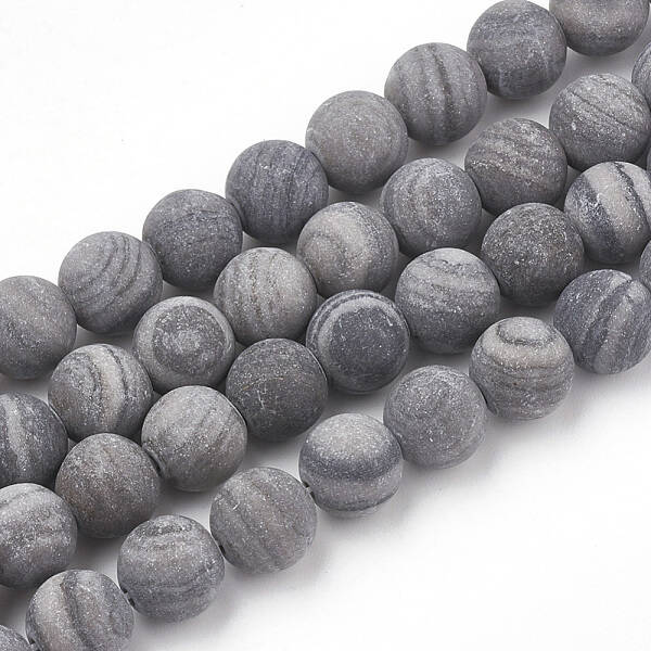 Natural Black Wood Lace Stone Beads Strands