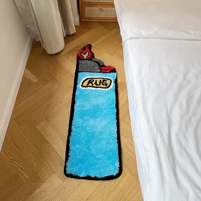 Creative Lighter Pattern Rug, 1 Count Non-slip Soft Floor Mat, Decorative Carpet for Home Living Room Bedroom, Bedroom Refre...