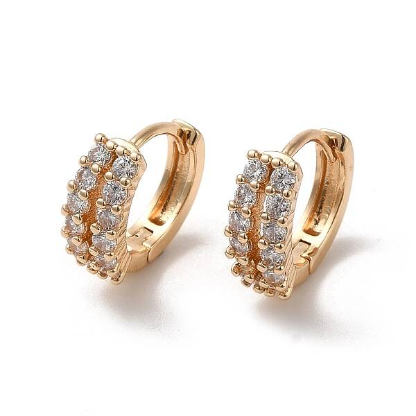Brass Micro Pave Cubic Zirconia Hoop Earrings