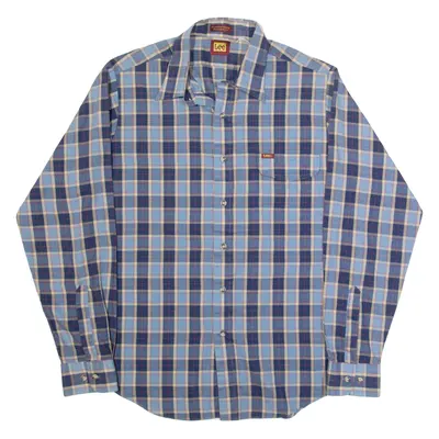 LEE Mens Shirt Blue Check Long Sleeve L