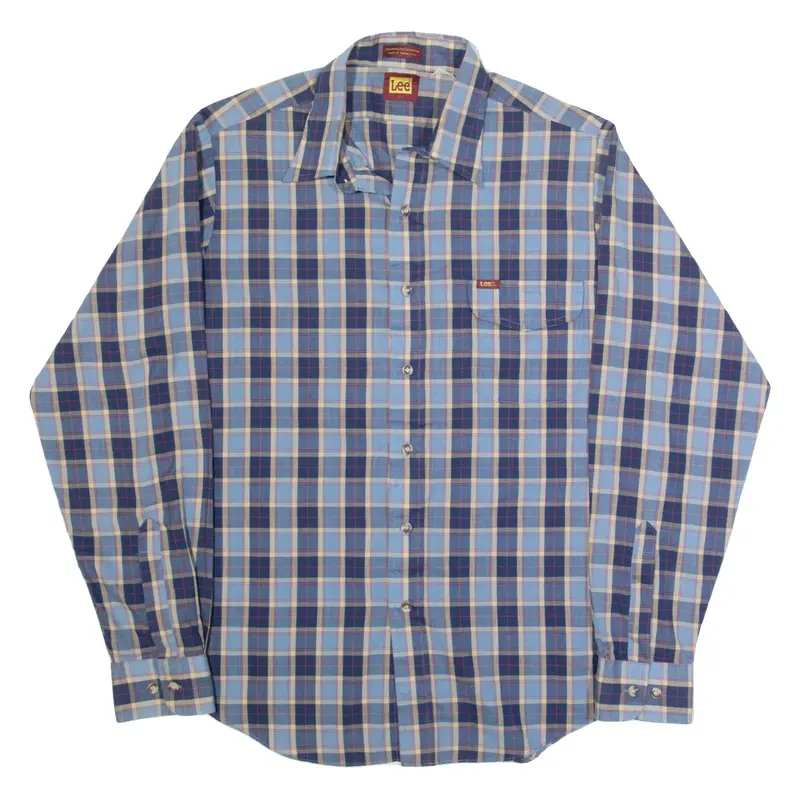 LEE Mens Shirt Blue Check Long Sleeve L