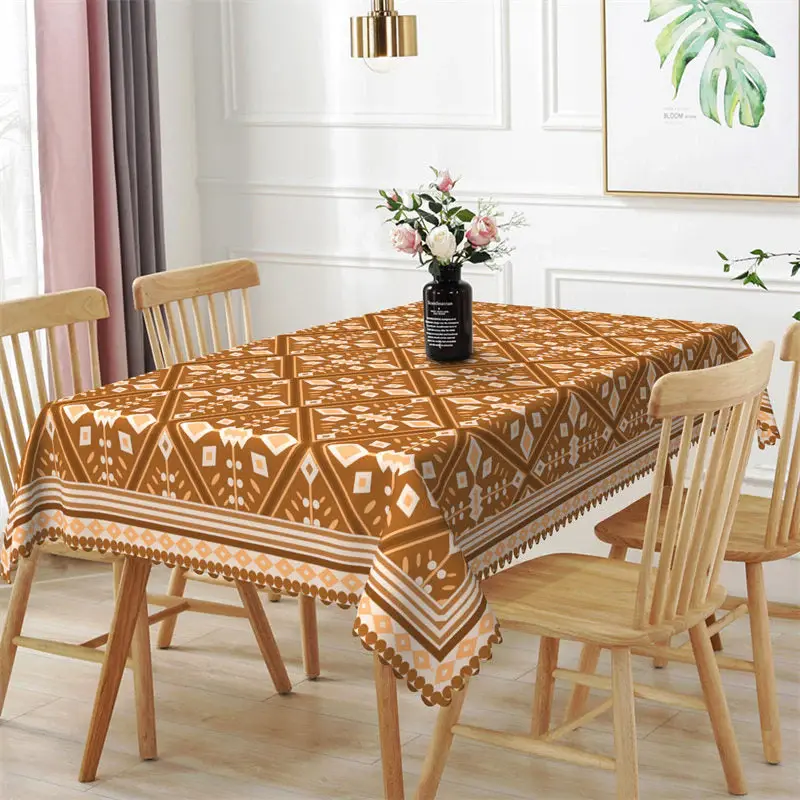 Light Brown Rhombic Repeat Rectangle Tablecloth - Aperturee
