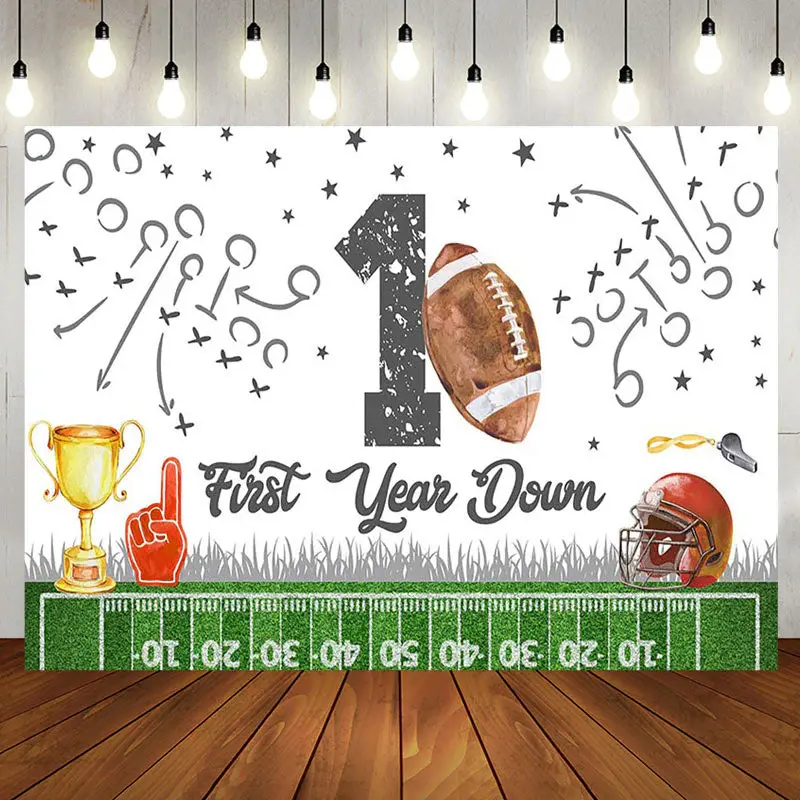 Rugby Field Sports 1st Year Down Birthday Backdrop - Aperturee
