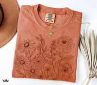 Comfort Colors Vintage Pressed Flowers Shirt Cottagecore Tshirt Botanical Floral Tee Wildflowers T Shirt Gift for Gardener Fl...