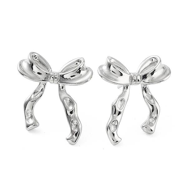 Bowknot Rack Plating Brass Studs Earrings for Women