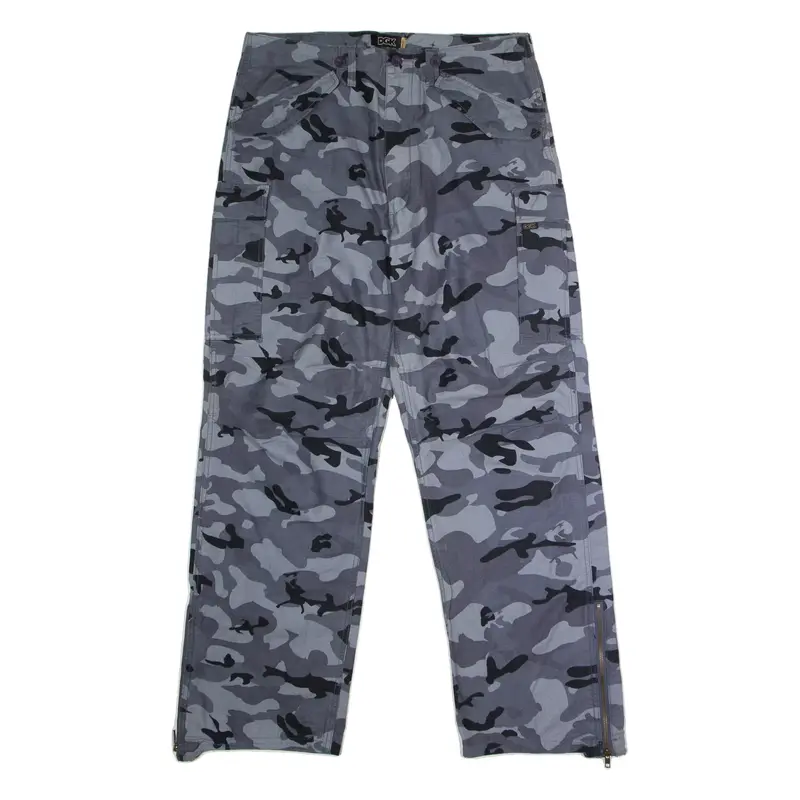 REEBOK DGK Camouflage Cargo Mens Trousers Grey Regular Straight W34 L31