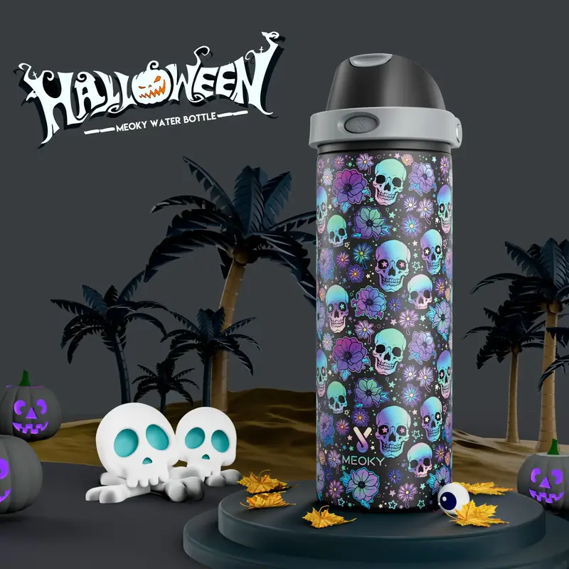 【Meoky-Dual Spout】24oz/32oz/40oz Water Bottle with Straw & 2-in-1 Lid ， Stainless Steel thermos cup，Leak Proof, Keeps...