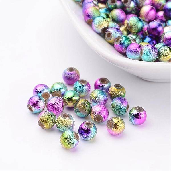 Mixed Colorful Spray Painted Matte Acrylic Round Beads
