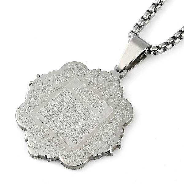 Anti-Tarnish 304 Stainless Steel Arabic Elements Flower Pendant Box Chain Necklaces