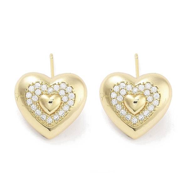 Brass Micro Pave Clear Cubic Zirconia Studs Earring for Women